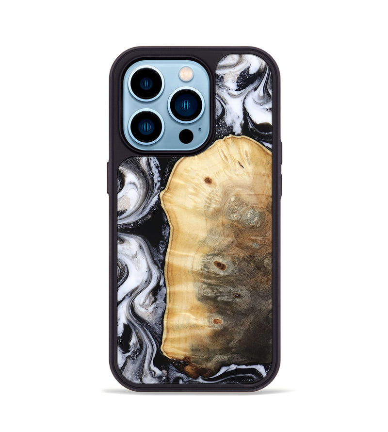 iPhone 14 Pro Wood Phone Case - Kylan (Black & White, 818201)
