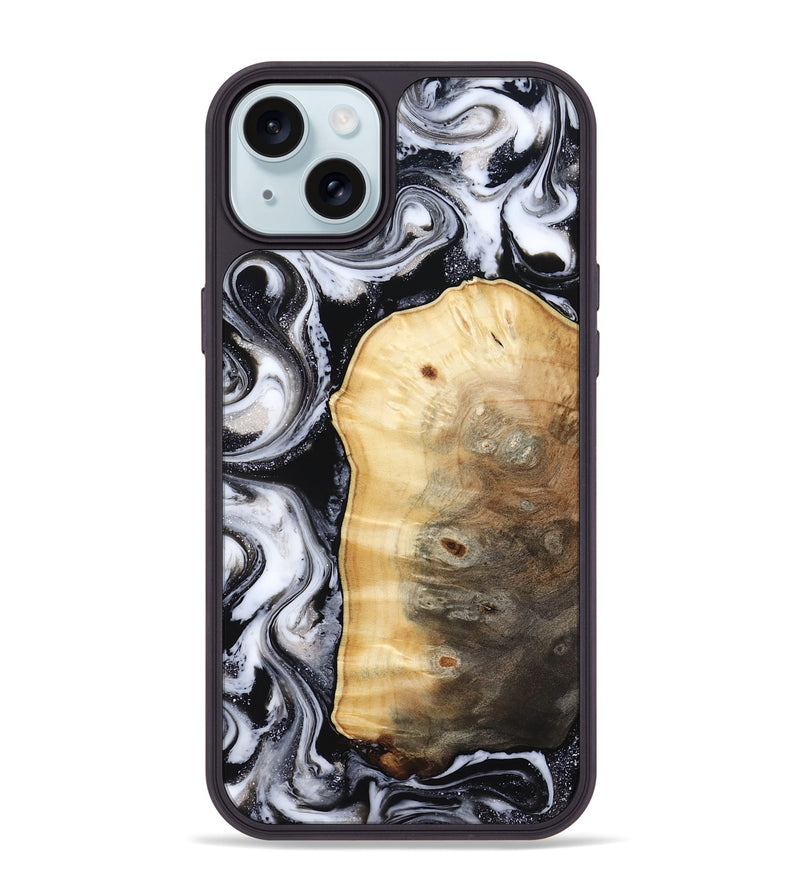 iPhone 15 Plus Wood Phone Case - Kylan (Black & White, 818201)