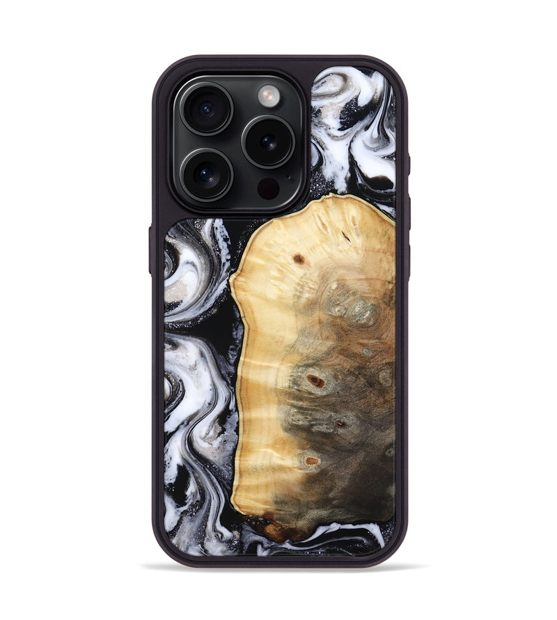 iPhone 15 Pro Wood Phone Case - Kylan (Black & White, 818201)
