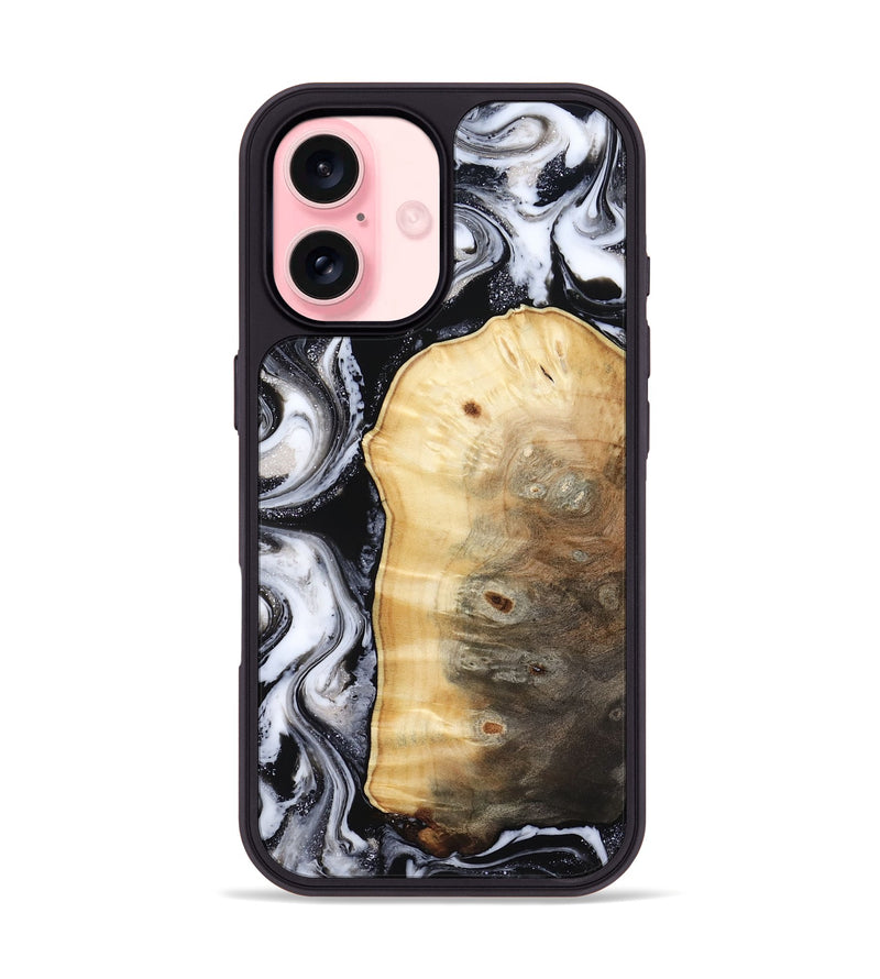 iPhone 16 Wood Phone Case - Kylan (Black & White, 818201)