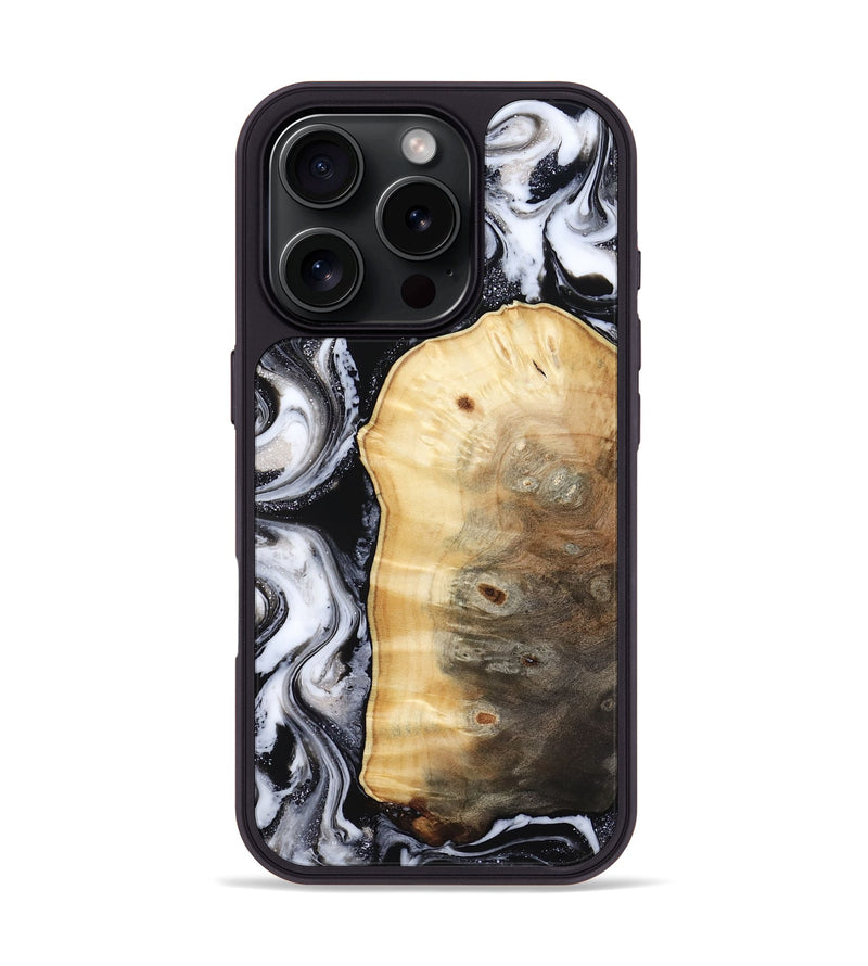 iPhone 16 Pro Wood Phone Case - Kylan (Black & White, 818201)