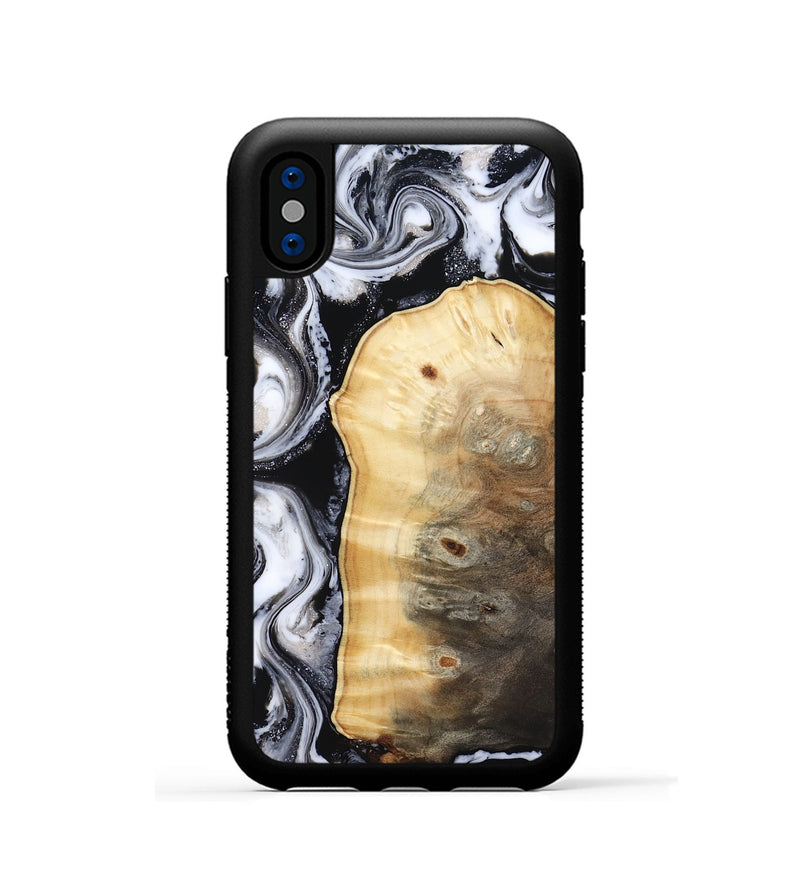 iPhone Xs Wood Phone Case - Kylan (Black & White, 818201)