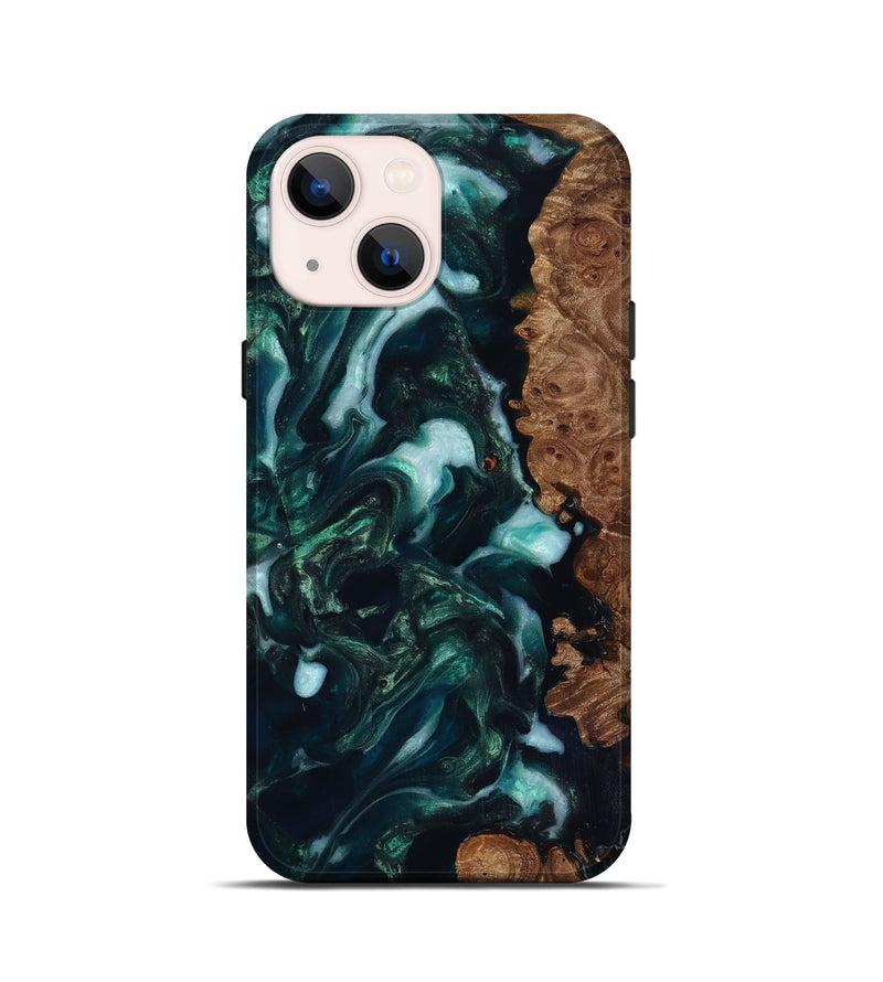 iPhone 13 mini Wood Live Edge Phone Case - Bettye (Green, 818237)