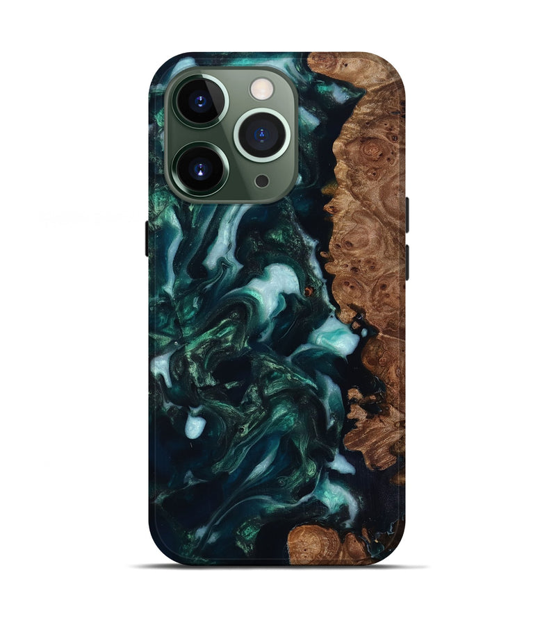 iPhone 13 Pro Wood Live Edge Phone Case - Bettye (Green, 818237)