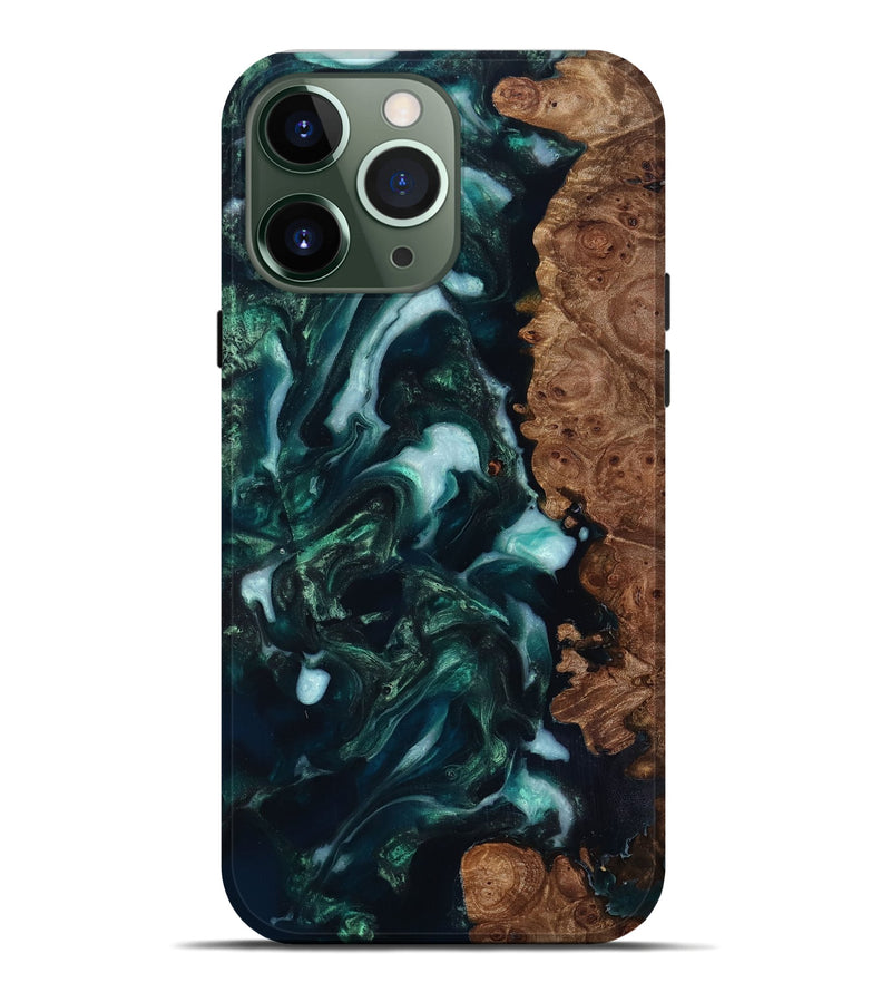 iPhone 13 Pro Max Wood Live Edge Phone Case - Bettye (Green, 818237)