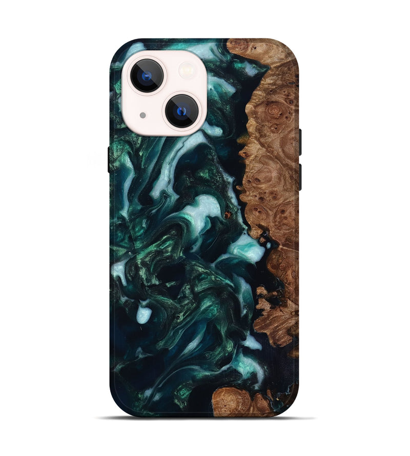 iPhone 14 Wood Live Edge Phone Case - Bettye (Green, 818237)
