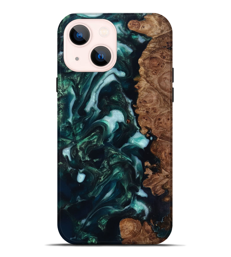 iPhone 14 Plus Wood Live Edge Phone Case - Bettye (Green, 818237)