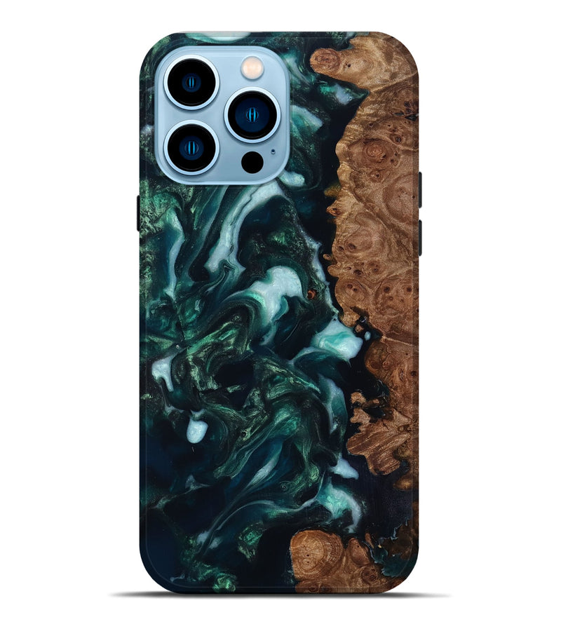 iPhone 14 Pro Max Wood Live Edge Phone Case - Bettye (Green, 818237)
