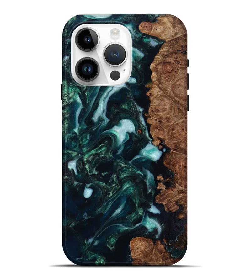 iPhone 15 Pro Max Wood Live Edge Phone Case - Bettye (Green, 818237)