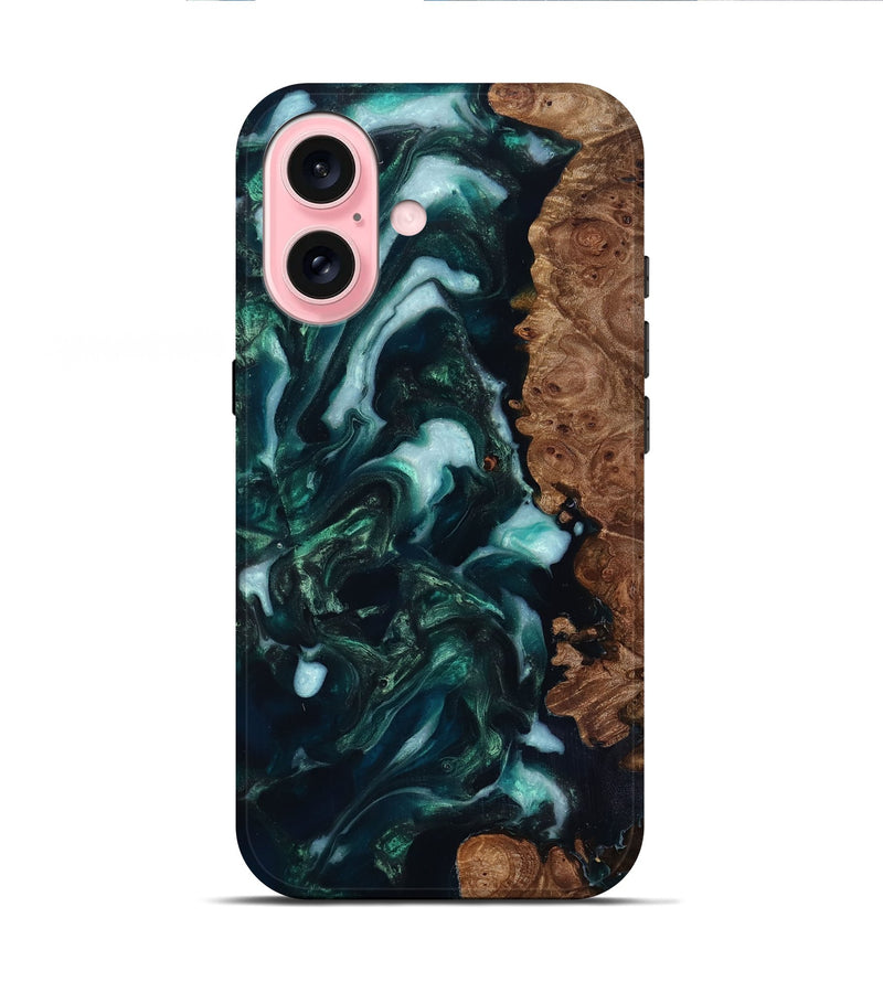 iPhone 16 Wood Live Edge Phone Case - Bettye (Green, 818237)