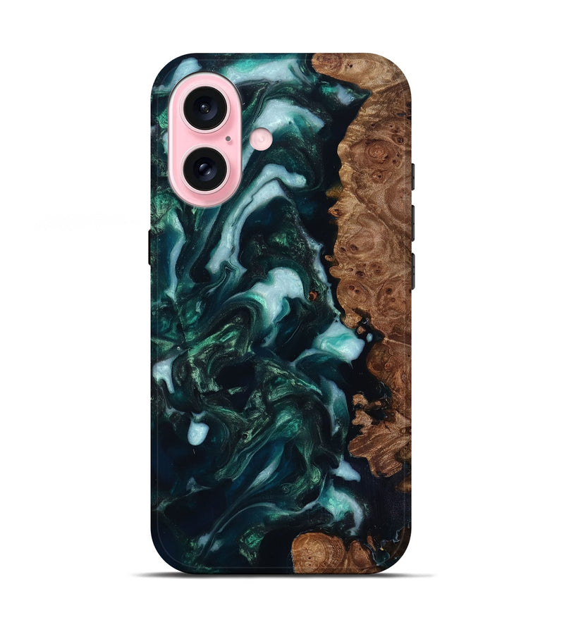 iPhone 17 Wood Live Edge Phone Case - Bettye (Green, 818237)