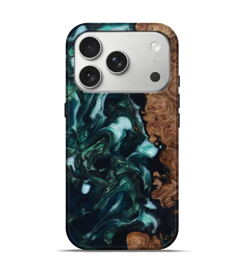 iPhone 17 Pro Wood Live Edge Phone Case - Bettye (Green, 818237)
