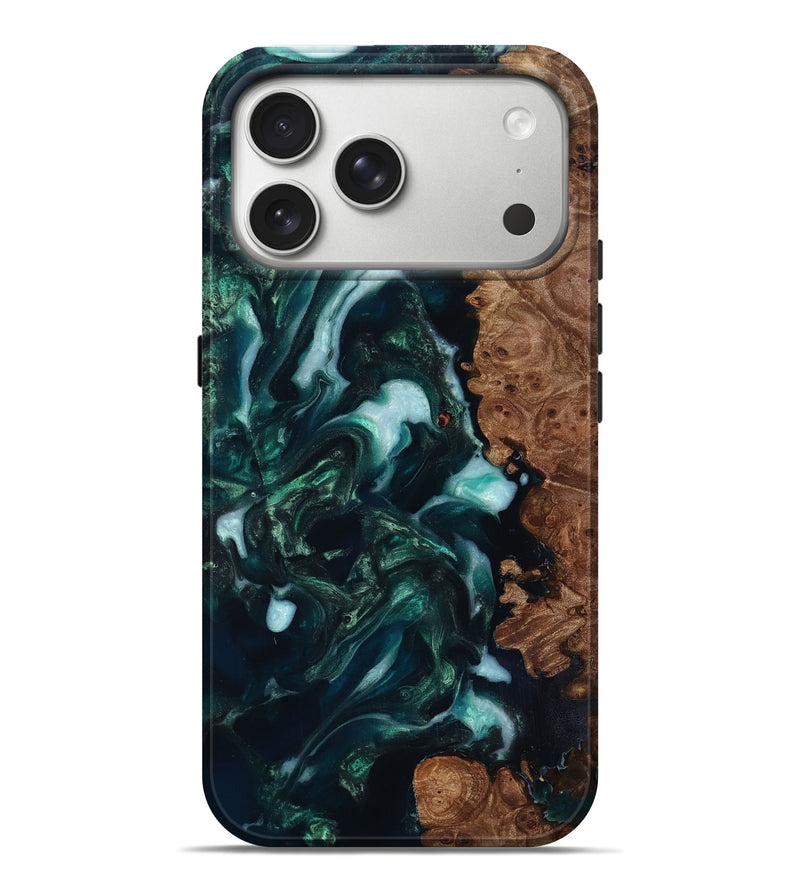 iPhone 17 Pro Max Wood Live Edge Phone Case - Bettye (Green, 818237)