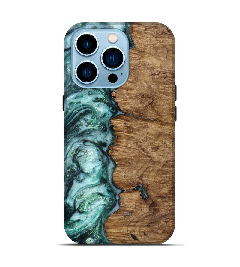 iPhone 14 Pro Wood Live Edge Phone Case - Jevon (Green, 818238)