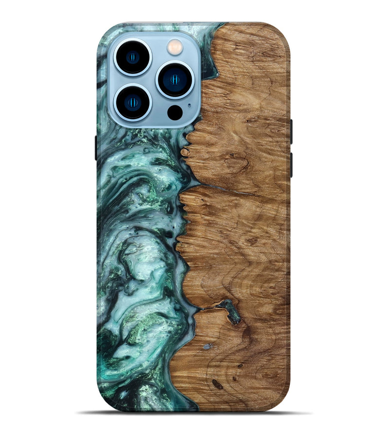iPhone 14 Pro Max Wood Live Edge Phone Case - Jevon (Green, 818238)