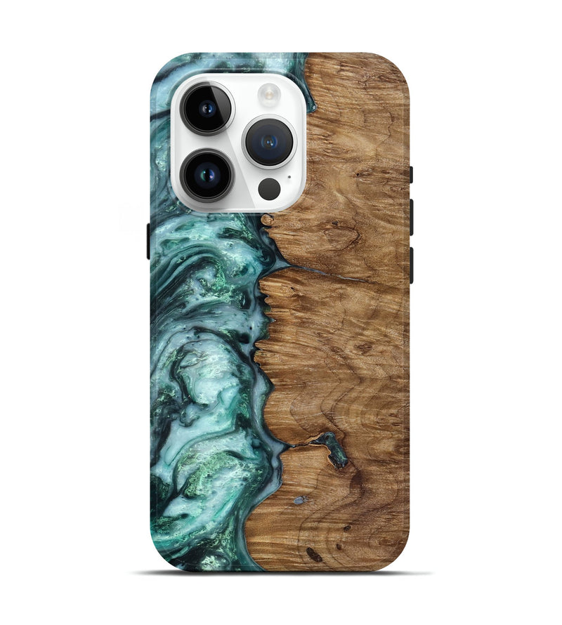 iPhone 15 Pro Wood Live Edge Phone Case - Jevon (Green, 818238)