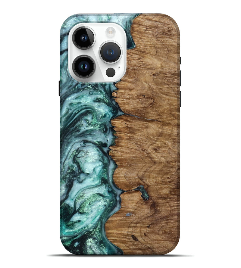 iPhone 15 Pro Max Wood Live Edge Phone Case - Jevon (Green, 818238)