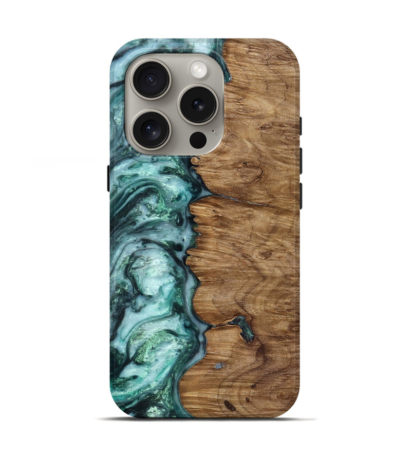 iPhone 16 Pro Wood Live Edge Phone Case - Jevon (Green, 818238)
