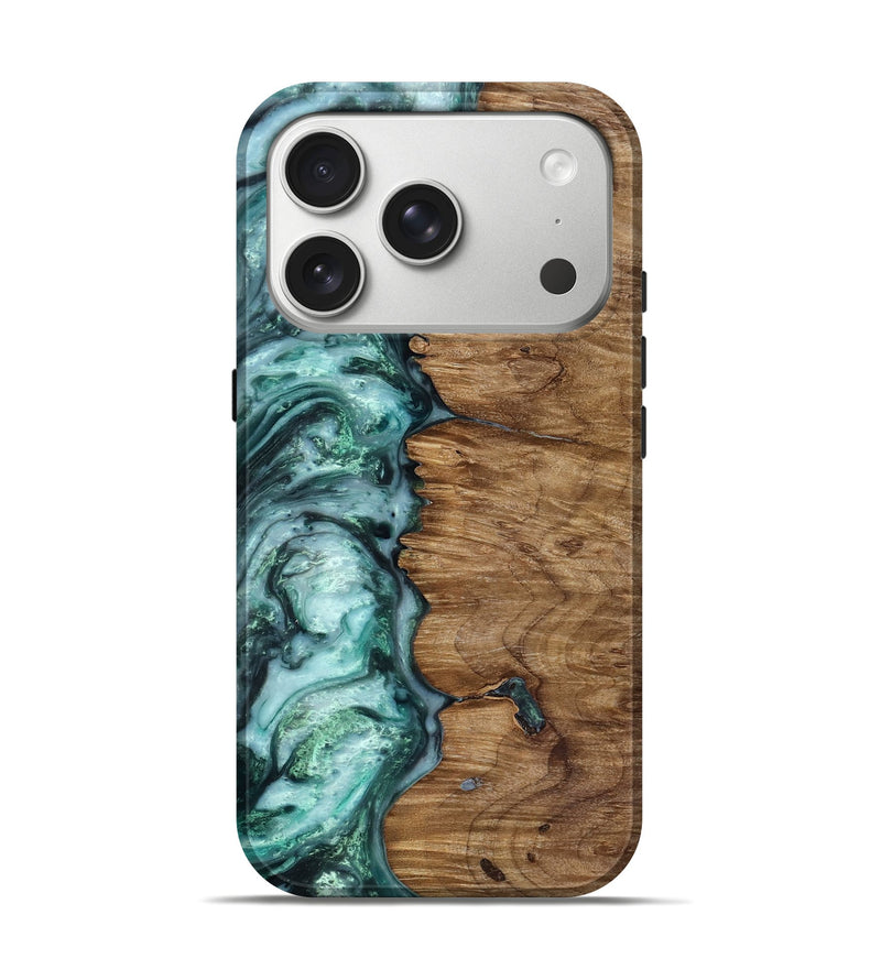iPhone 17 Pro Wood Live Edge Phone Case - Jevon (Green, 818238)