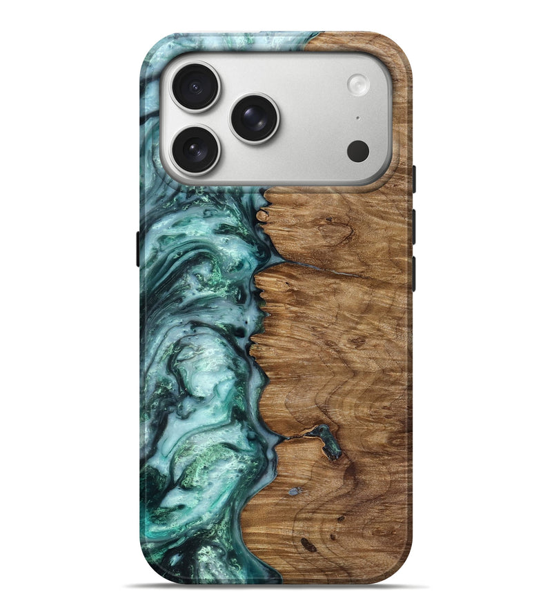 iPhone 17 Pro Max Wood Live Edge Phone Case - Jevon (Green, 818238)