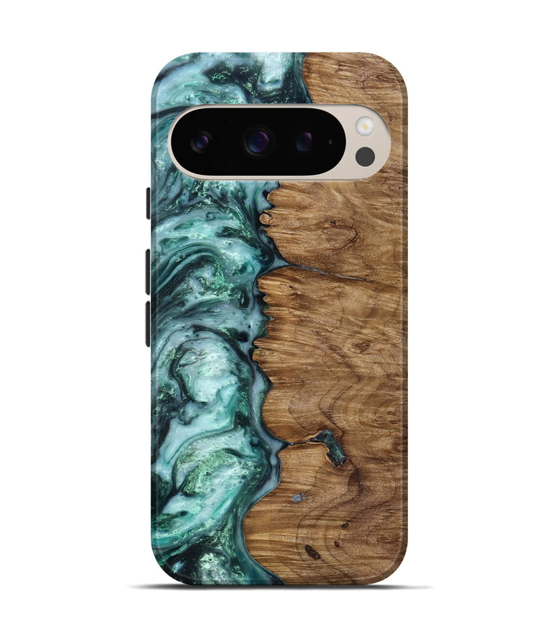 Pixel 9 Pro Wood Live Edge Phone Case - Jevon (Green, 818238)