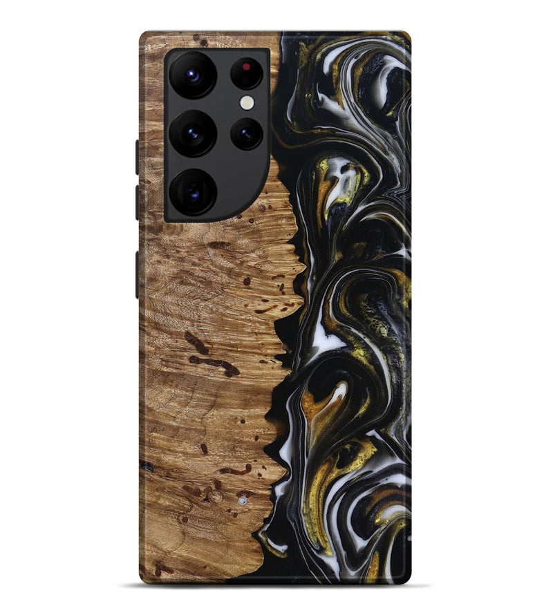 Galaxy S22 Ultra Wood Live Edge Phone Case - Alberto (Black & White, 818239)