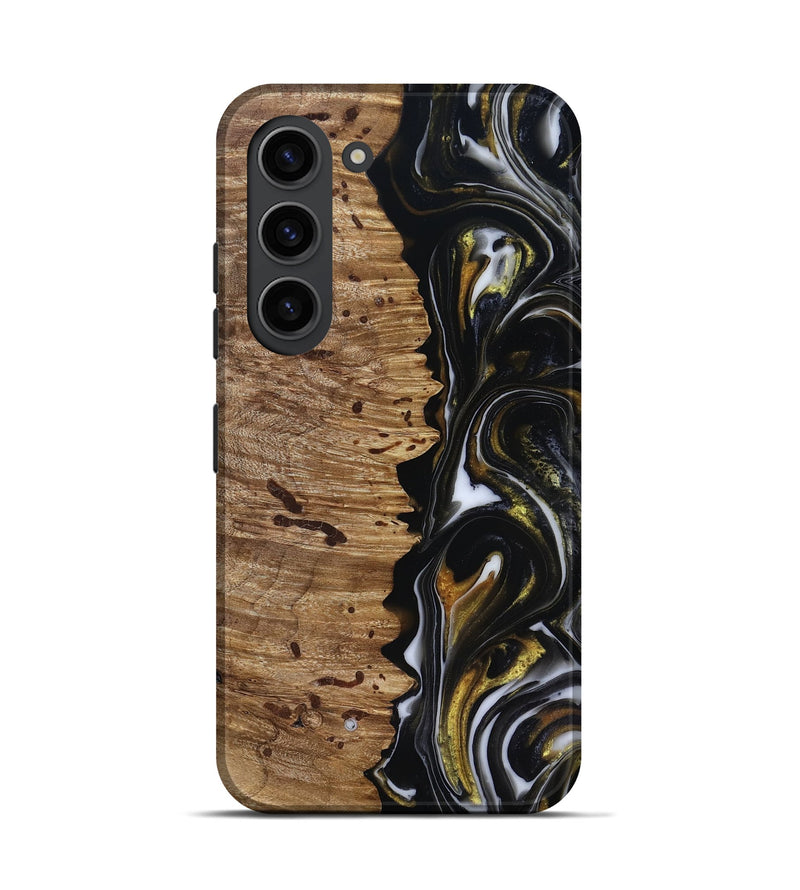 Galaxy S23 Wood Live Edge Phone Case - Alberto (Black & White, 818239)