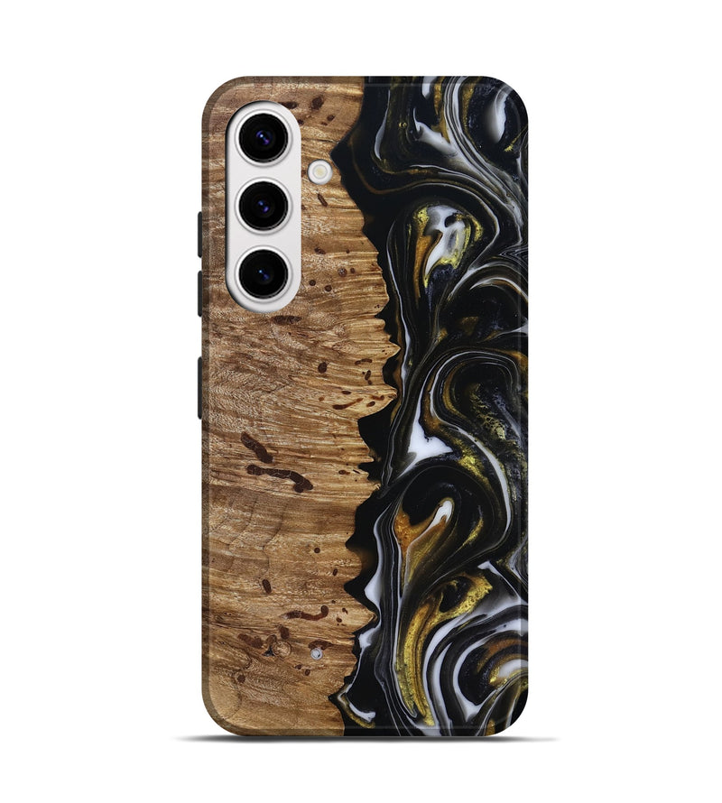 Galaxy S25 Wood Live Edge Phone Case - Alberto (Black & White, 818239)