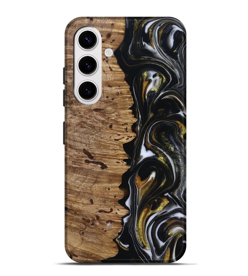 Galaxy S25 Plus Wood Live Edge Phone Case - Alberto (Black & White, 818239)