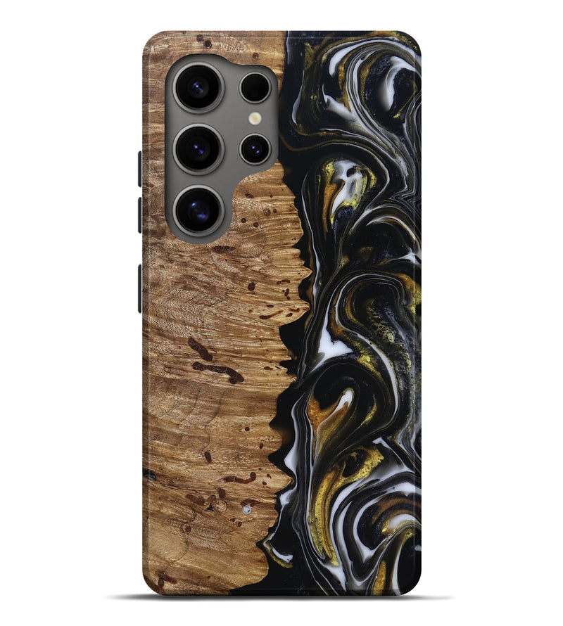 Galaxy S25 Ultra Wood Live Edge Phone Case - Alberto (Black & White, 818239)