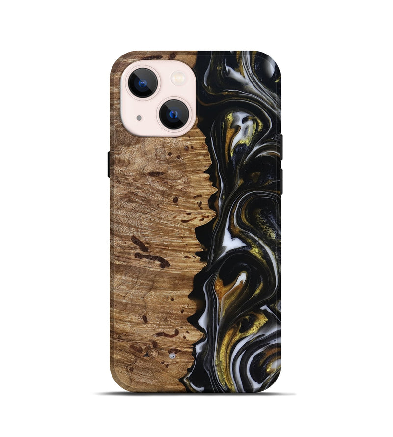 iPhone 13 mini Wood Live Edge Phone Case - Alberto (Black & White, 818239)