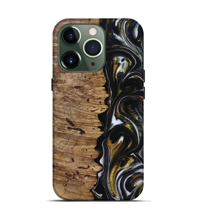 iPhone 13 Pro Wood Live Edge Phone Case - Alberto (Black & White, 818239)