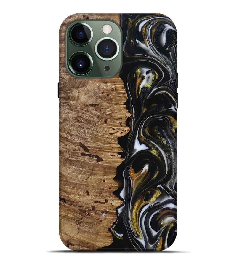 iPhone 13 Pro Max Wood Live Edge Phone Case - Alberto (Black & White, 818239)