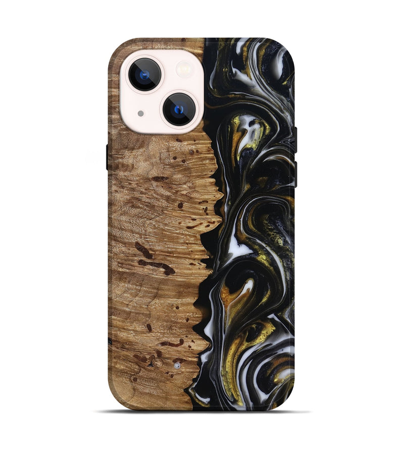 iPhone 14 Wood Live Edge Phone Case - Alberto (Black & White, 818239)