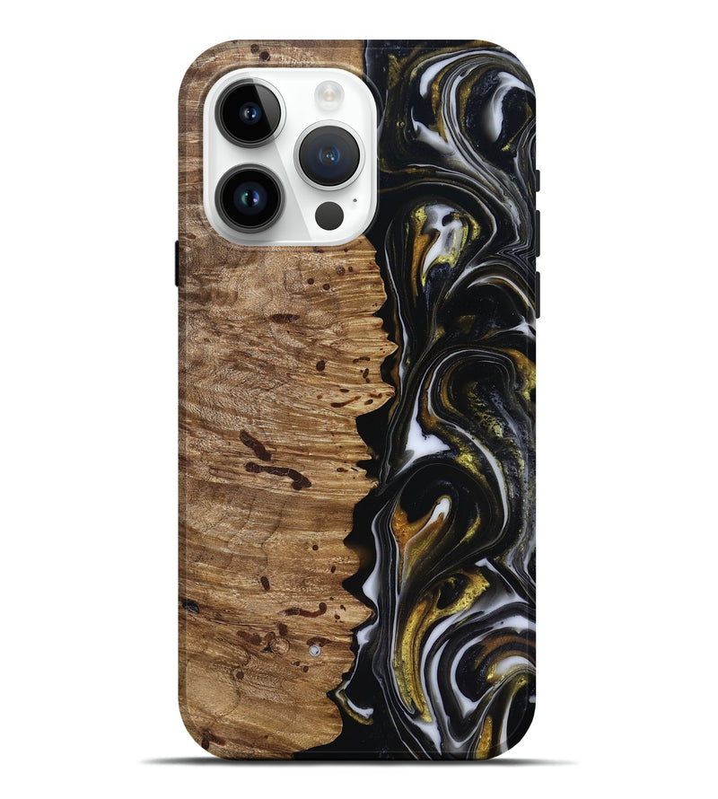iPhone 15 Pro Max Wood Live Edge Phone Case - Alberto (Black & White, 818239)