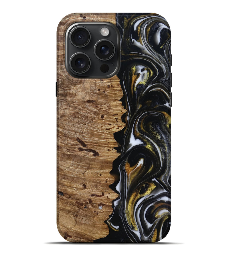 iPhone 16 Pro Max Wood Live Edge Phone Case - Alberto (Black & White, 818239)