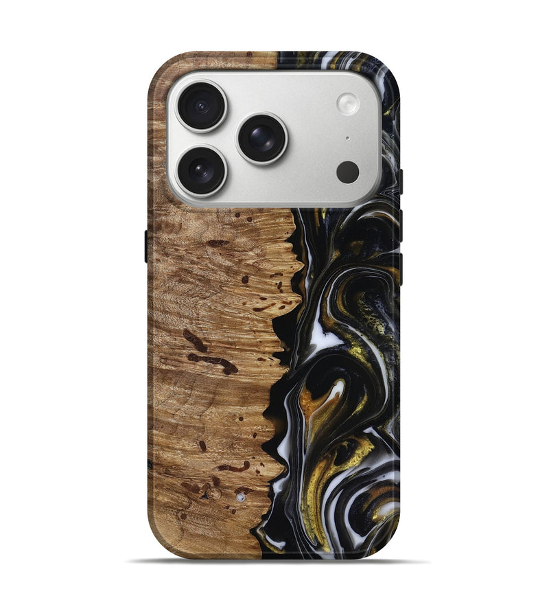 iPhone 17 Pro Wood Live Edge Phone Case - Alberto (Black & White, 818239)