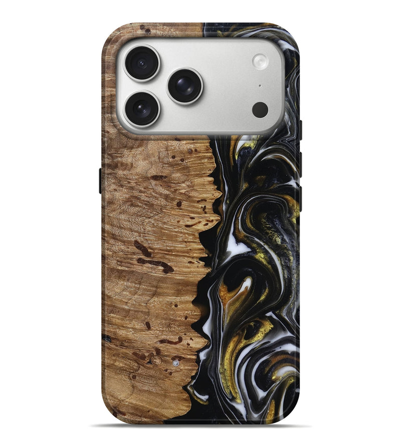iPhone 17 Pro Max Wood Live Edge Phone Case - Alberto (Black & White, 818239)