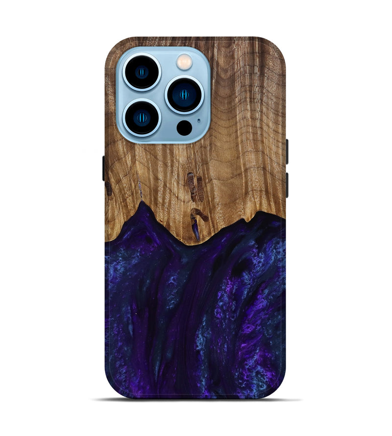 iPhone 14 Pro Wood Live Edge Phone Case - Roscoe (Purple, 818241)