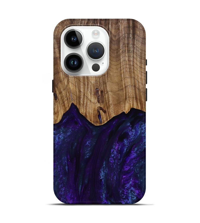 iPhone 15 Pro Wood Live Edge Phone Case - Roscoe (Purple, 818241)