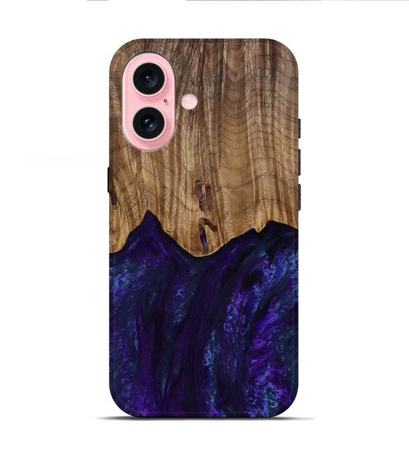 iPhone 16 Wood Live Edge Phone Case - Roscoe (Purple, 818241)