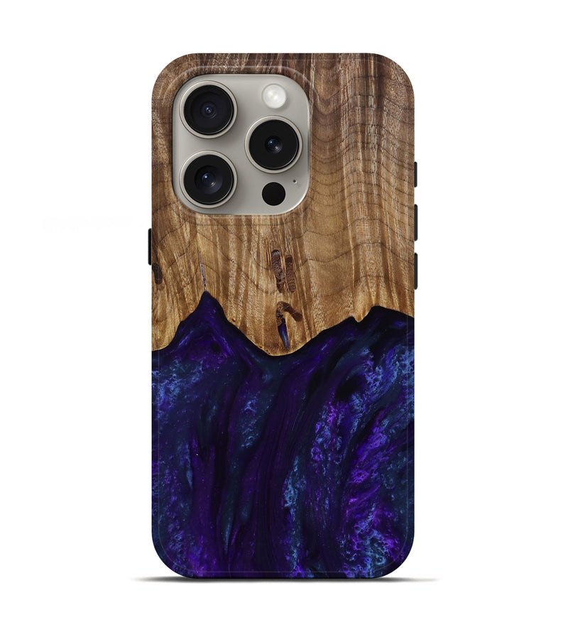 iPhone 16 Pro Wood Live Edge Phone Case - Roscoe (Purple, 818241)