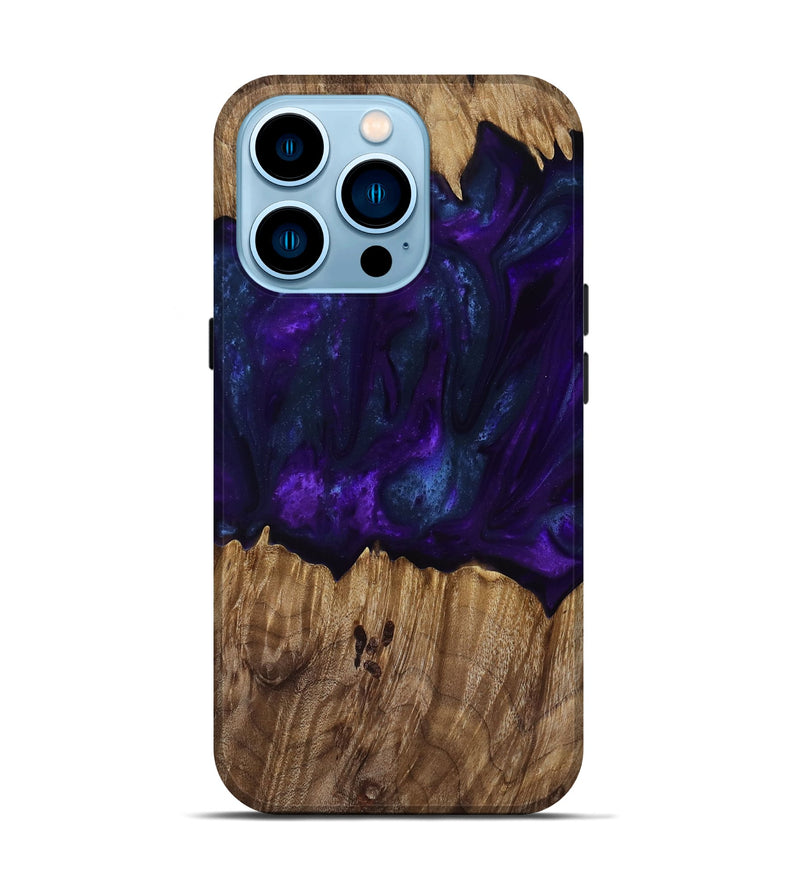 iPhone 14 Pro Wood Live Edge Phone Case - Angus (Purple, 818242)