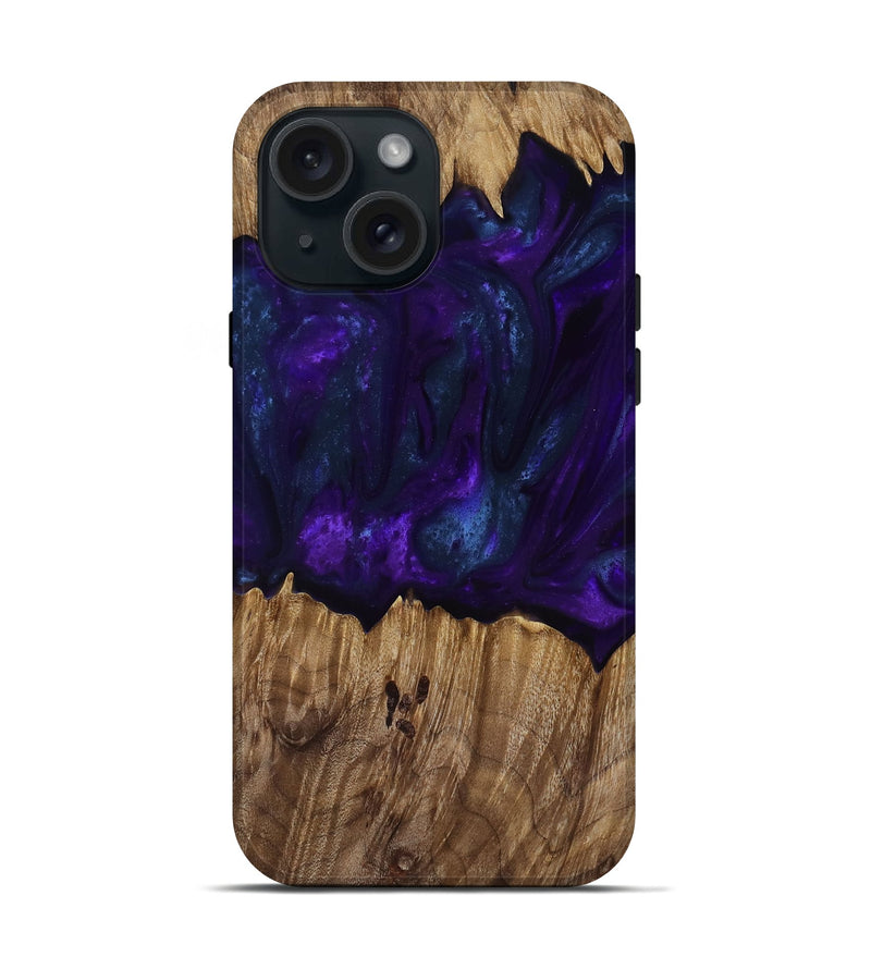 iPhone 15 Wood Live Edge Phone Case - Angus (Purple, 818242)