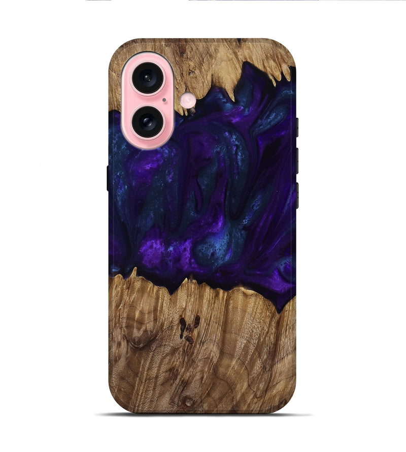 iPhone 16 Wood Live Edge Phone Case - Angus (Purple, 818242)
