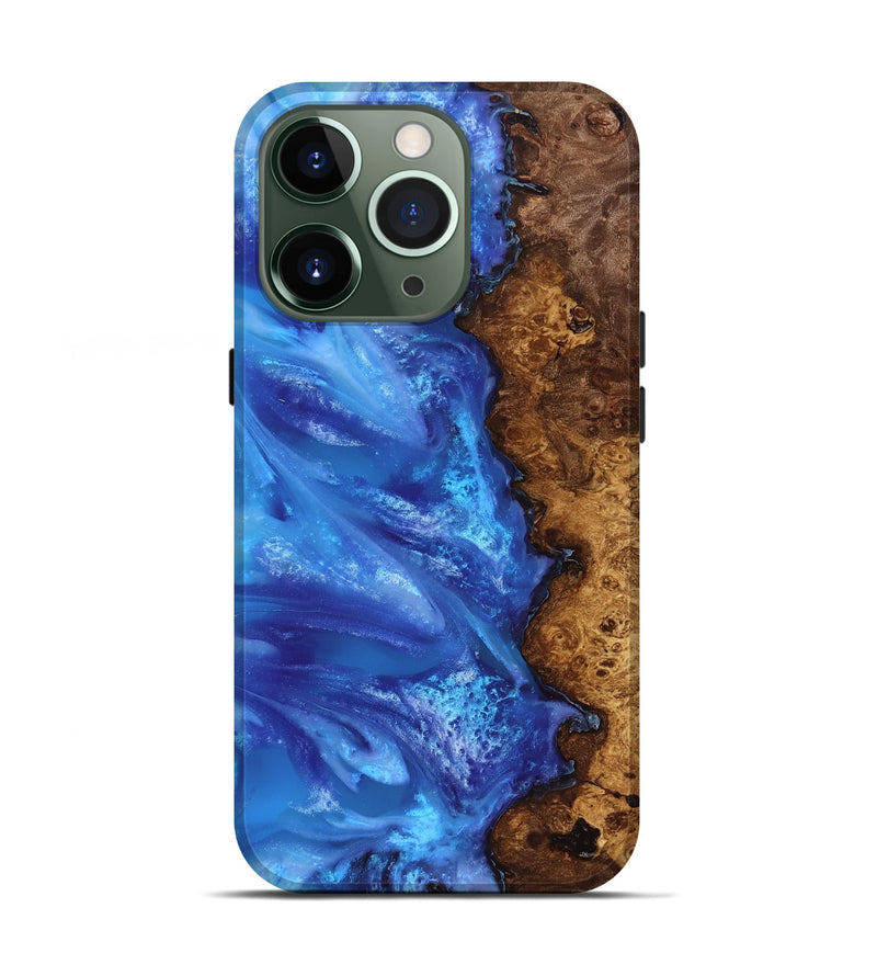 iPhone 13 Pro Wood Live Edge Phone Case - Dani (Blue, 818243)
