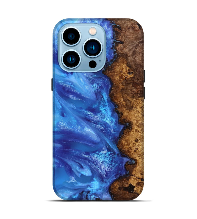 iPhone 14 Pro Wood Live Edge Phone Case - Dani (Blue, 818243)