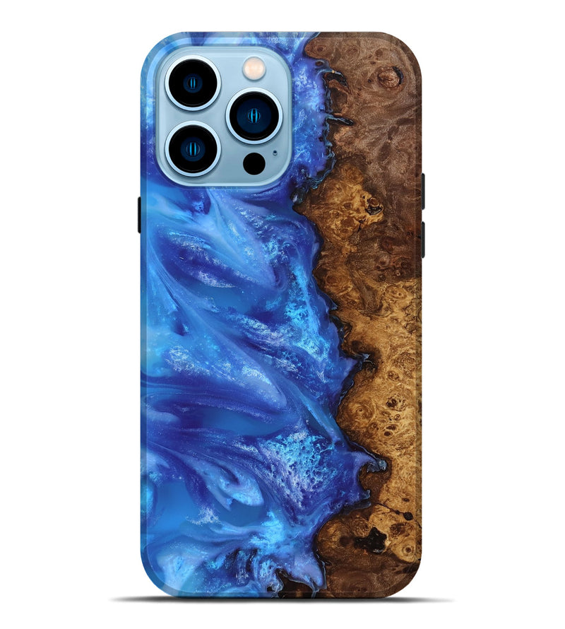 iPhone 14 Pro Max Wood Live Edge Phone Case - Dani (Blue, 818243)