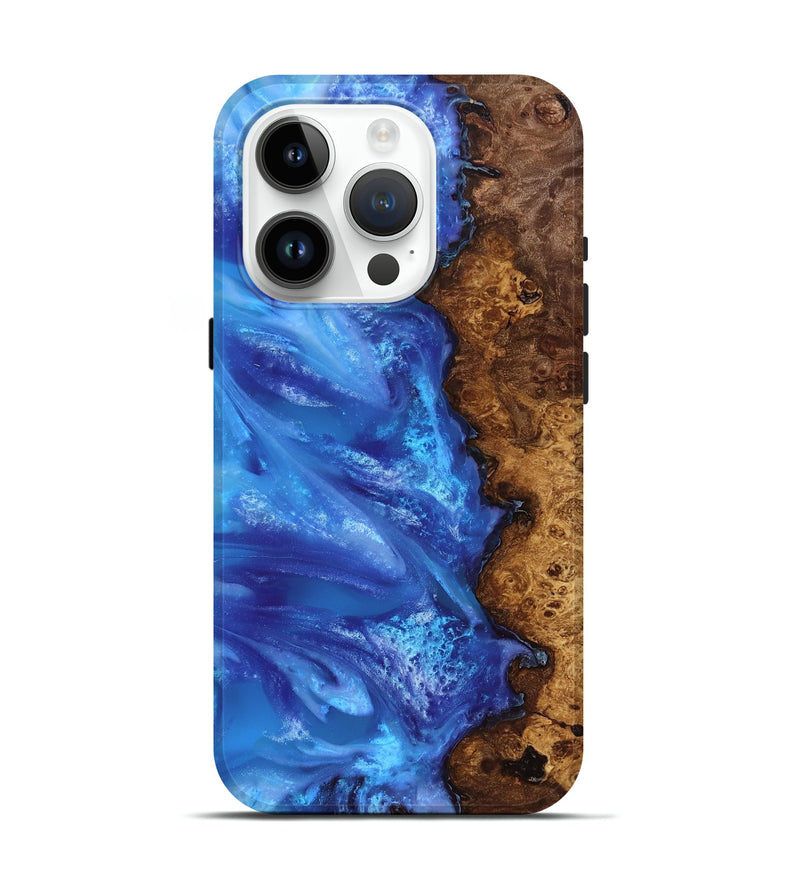 iPhone 15 Pro Wood Live Edge Phone Case - Dani (Blue, 818243)