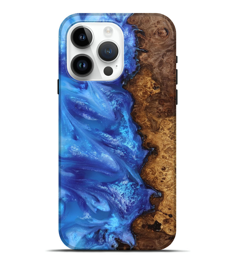 iPhone 15 Pro Max Wood Live Edge Phone Case - Dani (Blue, 818243)